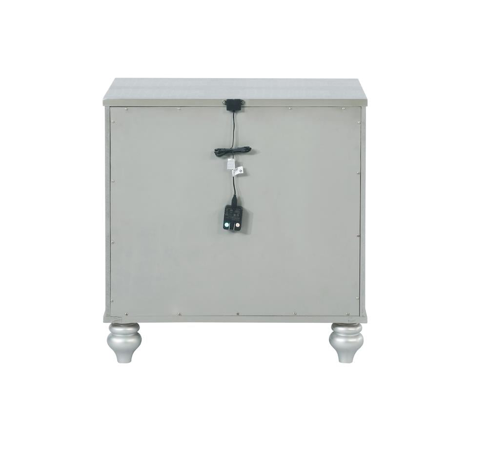 Gunnison 2-Drawer Nightstand Silver Metallic - 223212 - Luna Furniture - Dallas Store