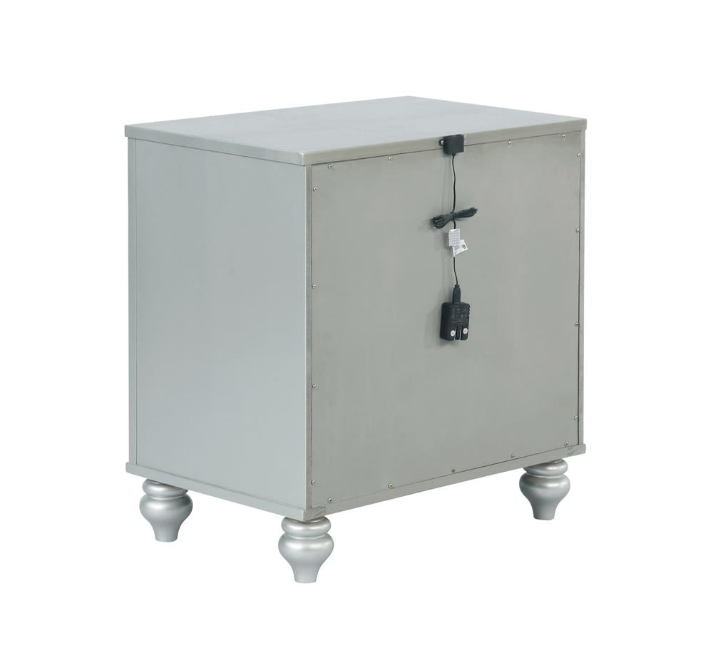 Gunnison 2-Drawer Nightstand Silver Metallic - 223212 - Luna Furniture - Dallas Store