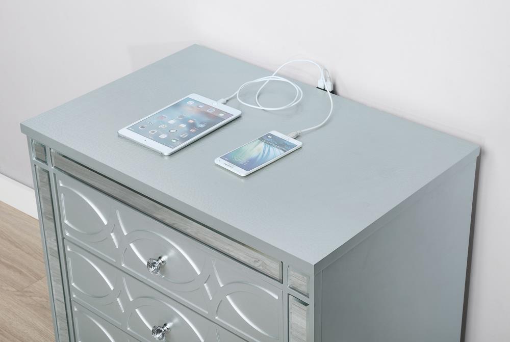 Gunnison 2-Drawer Nightstand Silver Metallic - 223212 - Luna Furniture - Dallas Store