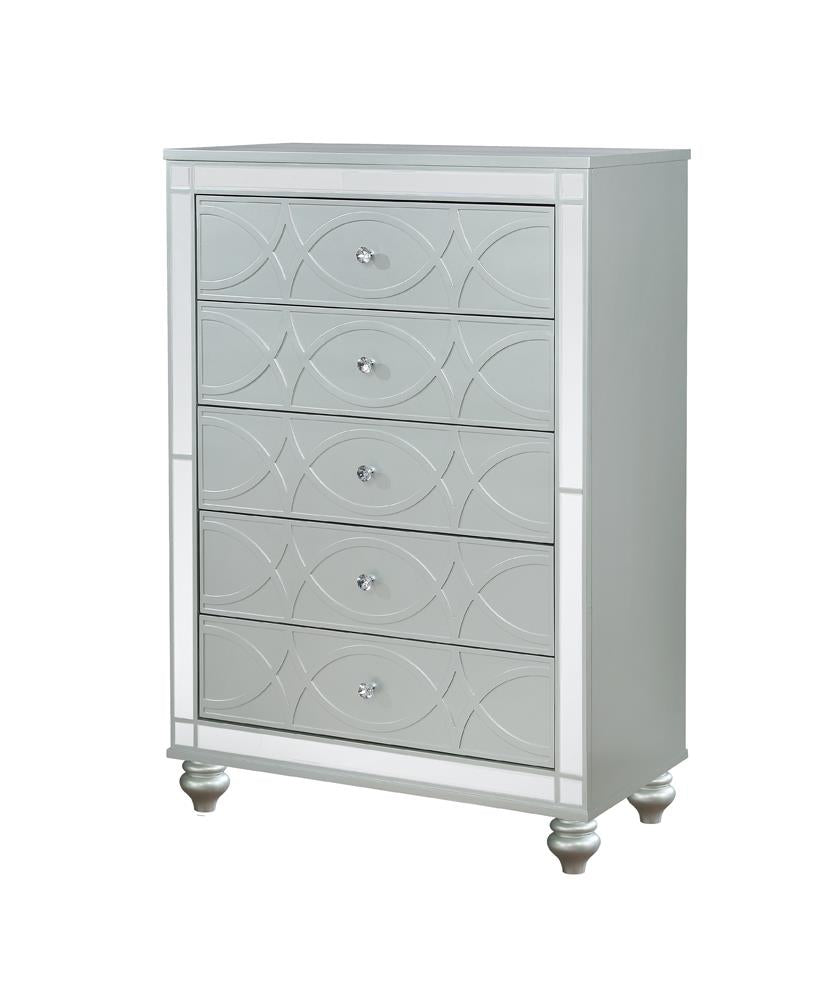 Gunnison Silver Metallic 5-Drawer Chest - 223215 - Luna Furniture - Dallas Store