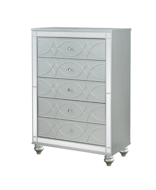 Gunnison Silver Metallic 5-Drawer Chest - 223215 - Luna Furniture - Dallas Store