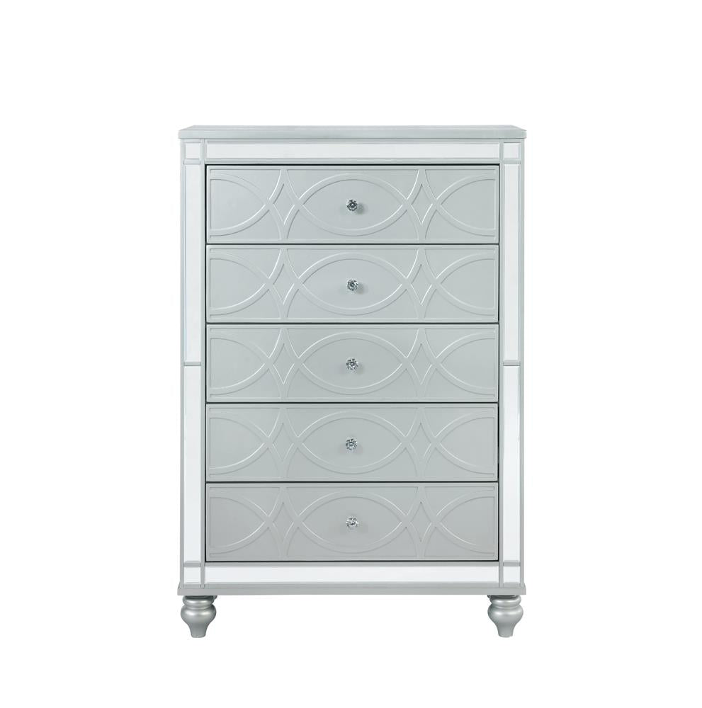 Gunnison Silver Metallic 5-Drawer Chest - 223215 - Luna Furniture - Dallas Store