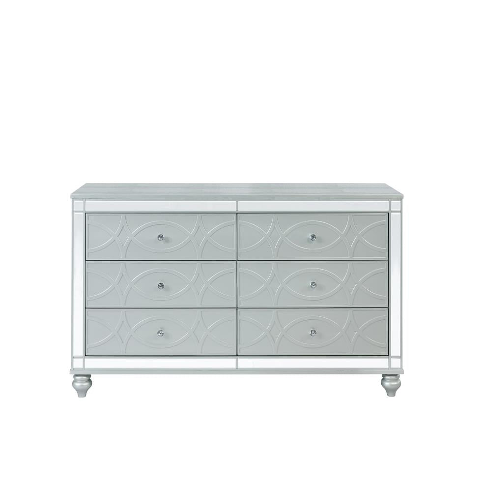 Gunnison Silver Metallic 6-Drawer Dresser - 223213 - Luna Furniture - Dallas Store