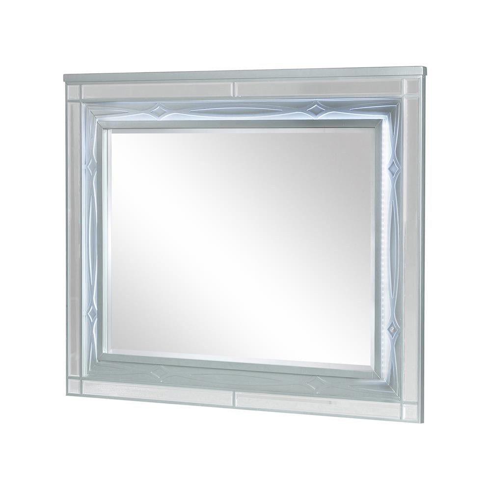 Gunnison Silver Metallic Dresser Mirror with LED Lighting - 223214 - Luna Furniture - Dallas Store