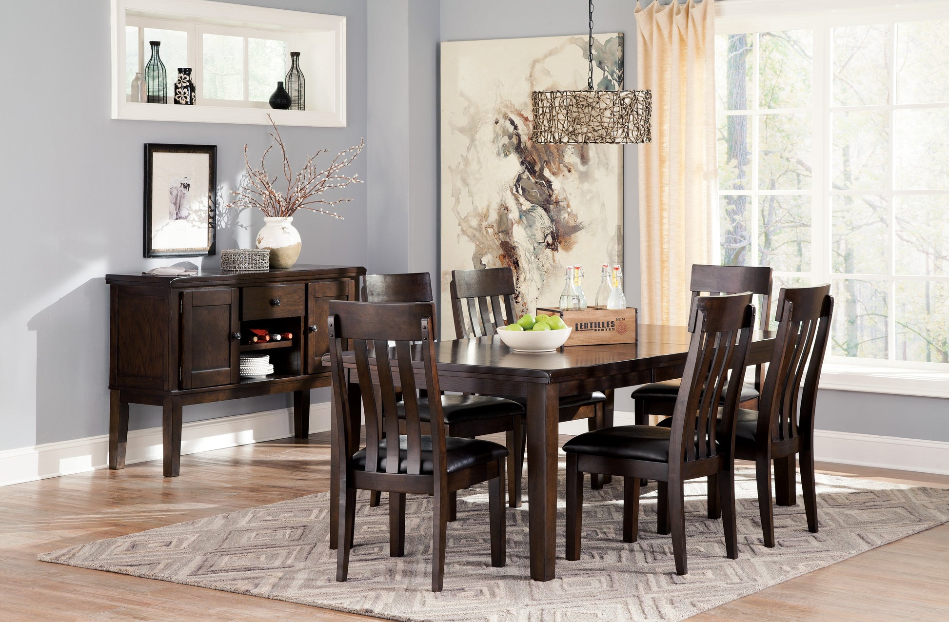 Haddigan Dark Brown Extendable Dining Set - SET | D596-35 | D596-01(2) - Luna Furniture - Dallas Store