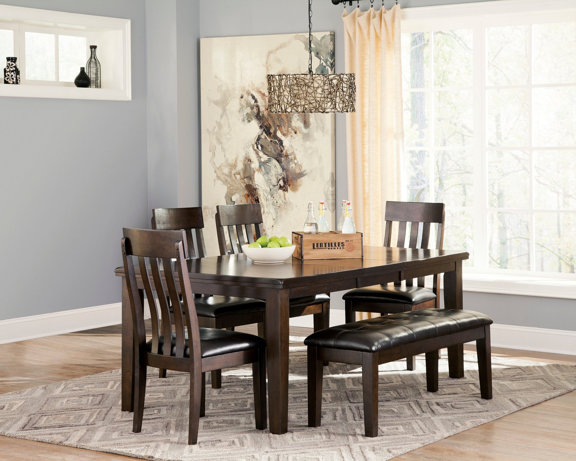 Haddigan Dark Brown Extendable Dining Set - SET | D596-35 | D596-01(2) - Luna Furniture - Dallas Store