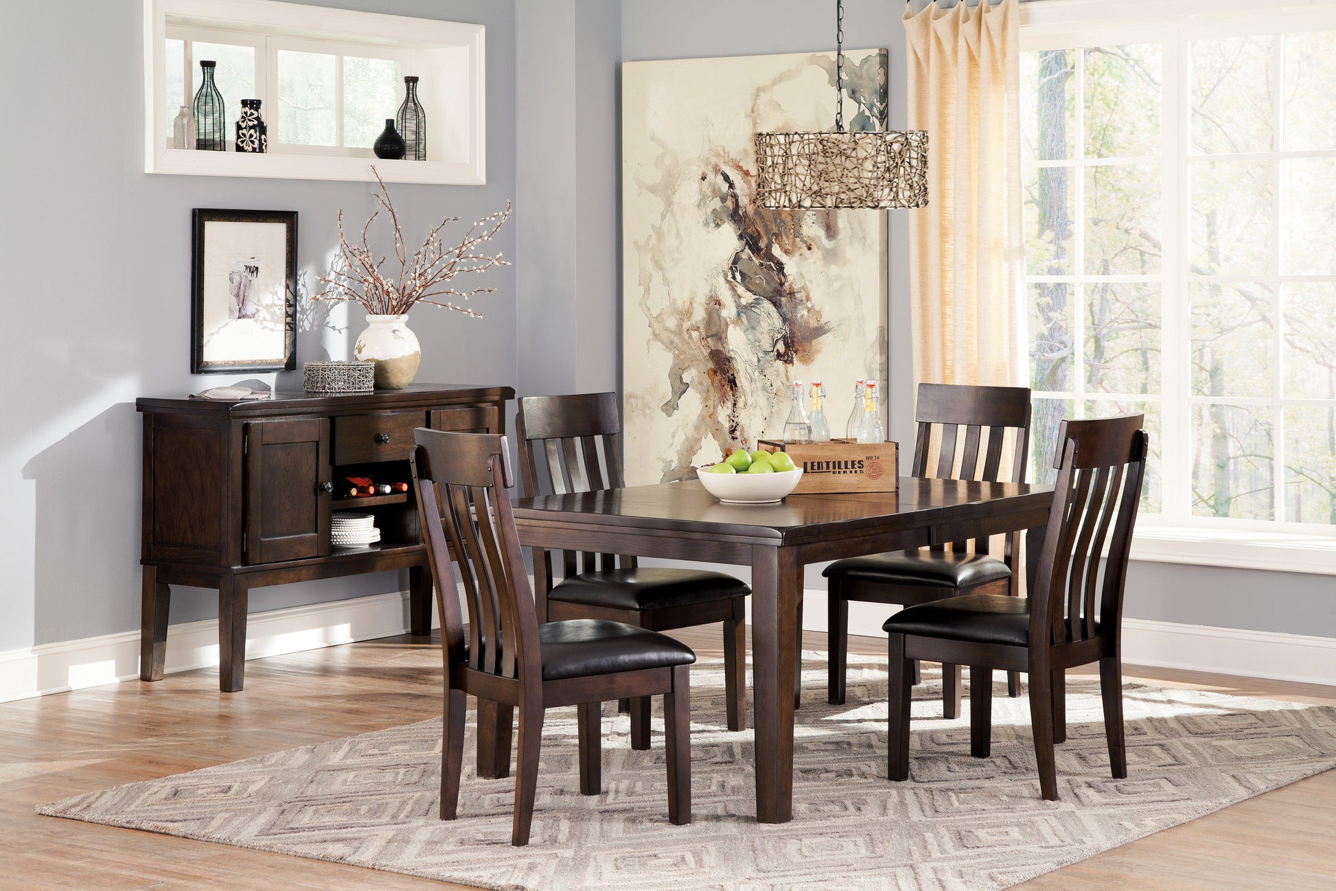 Haddigan Dark Brown Extendable Dining Set - SET | D596-35 | D596-01(2) - Luna Furniture - Dallas Store