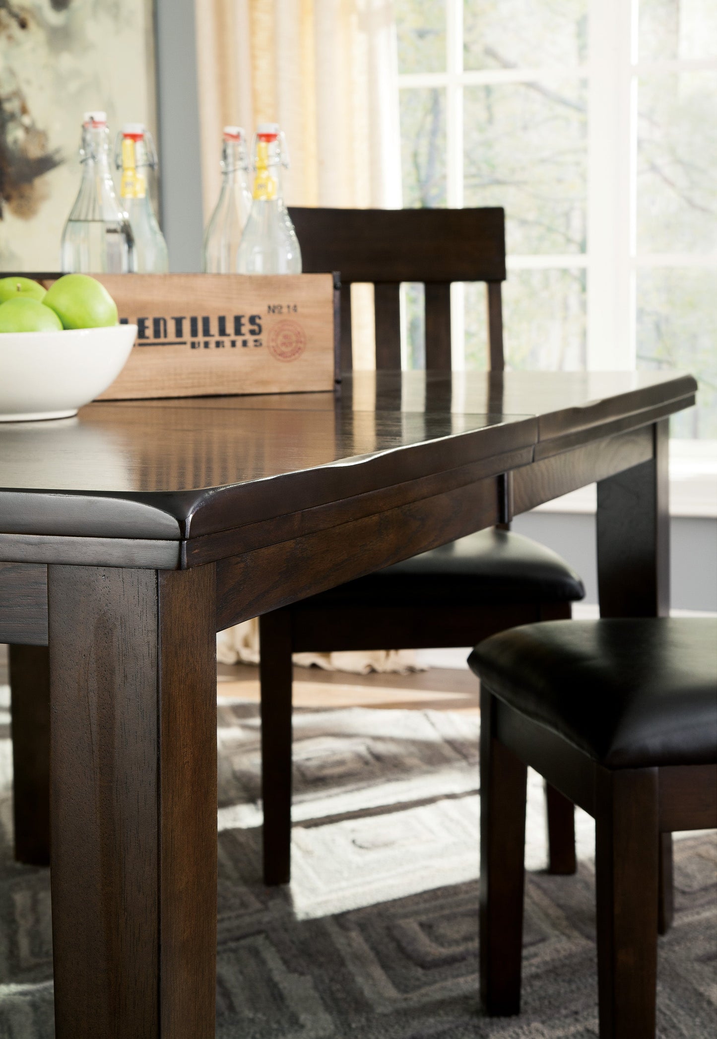 Haddigan Dark Brown Extendable Dining Set - SET | D596-35 | D596-01(2) - Luna Furniture - Dallas Store