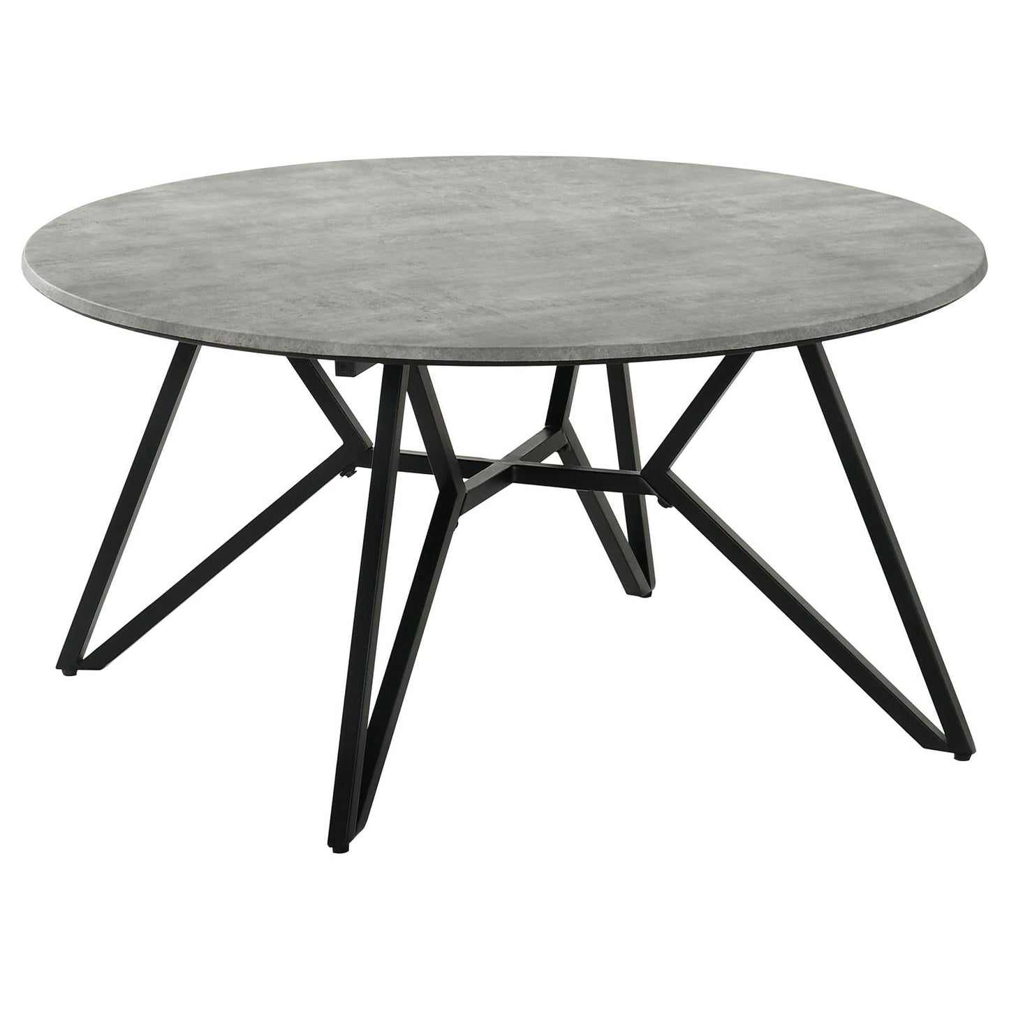 Hadi Cement/Gunmetal Round Coffee Table with Hairpin Legs - 736178 - Luna Furniture - Dallas Store