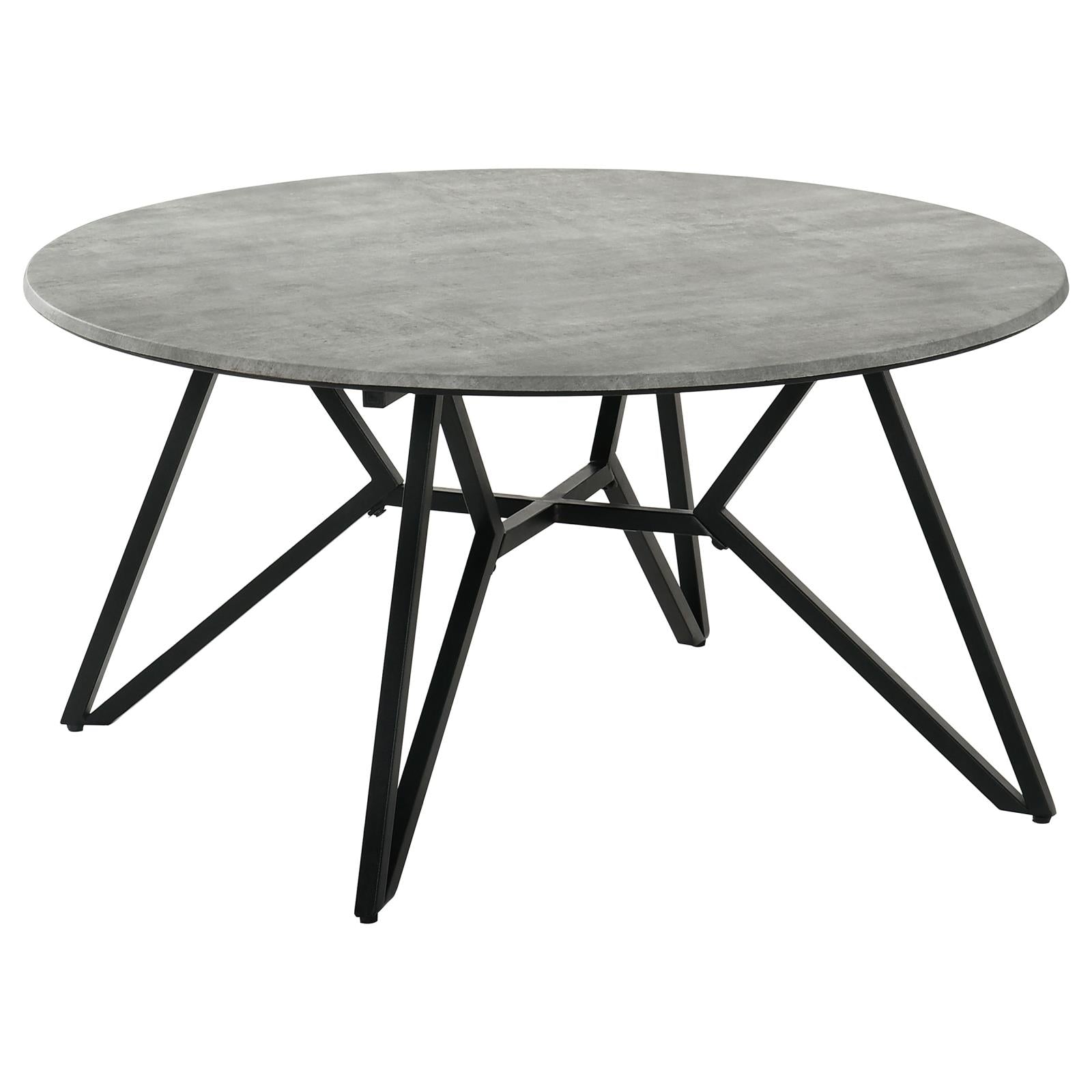 Hadi Cement/Gunmetal Round Coffee Table with Hairpin Legs - 736178 - Luna Furniture - Dallas Store