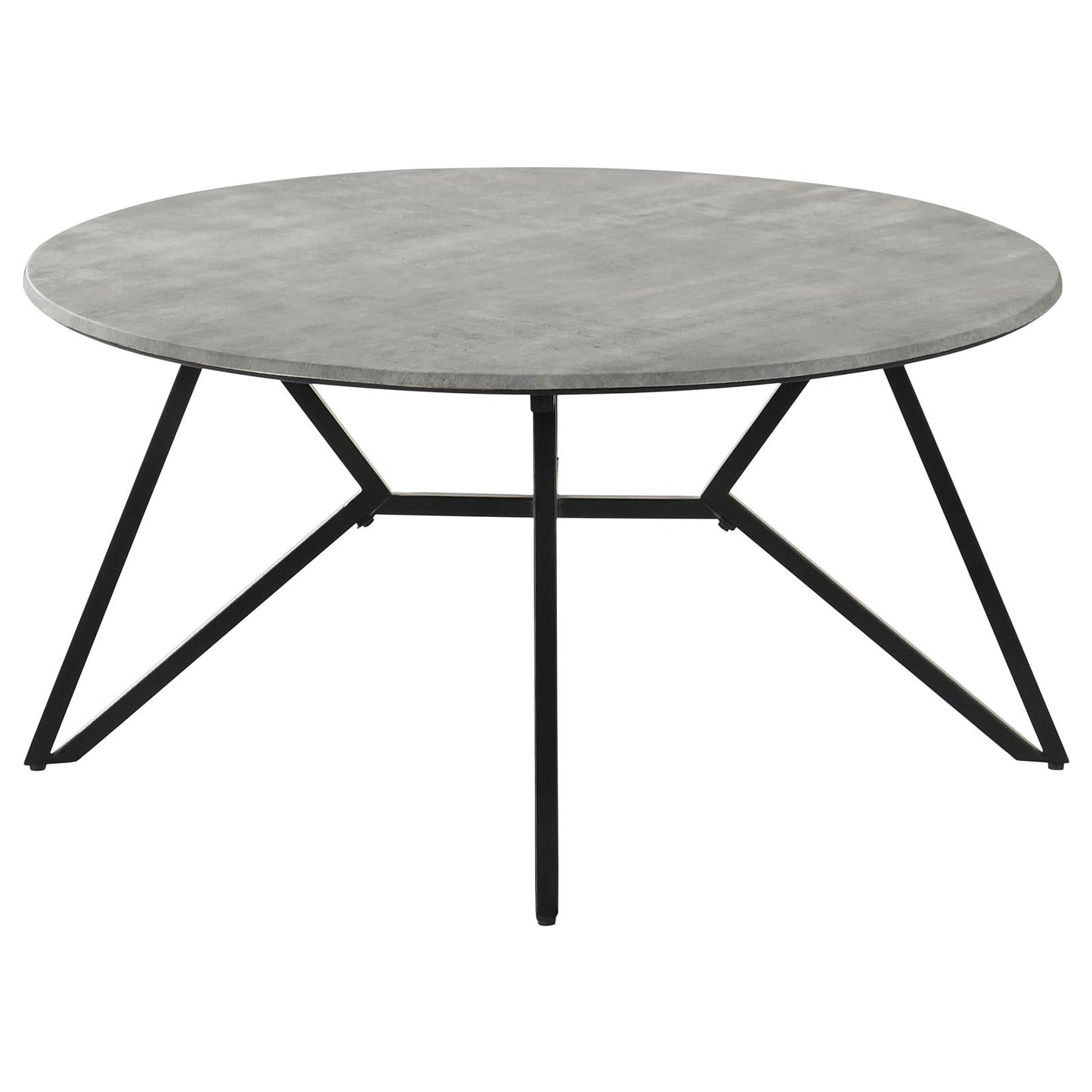 Hadi Cement/Gunmetal Round Coffee Table with Hairpin Legs - 736178 - Luna Furniture - Dallas Store
