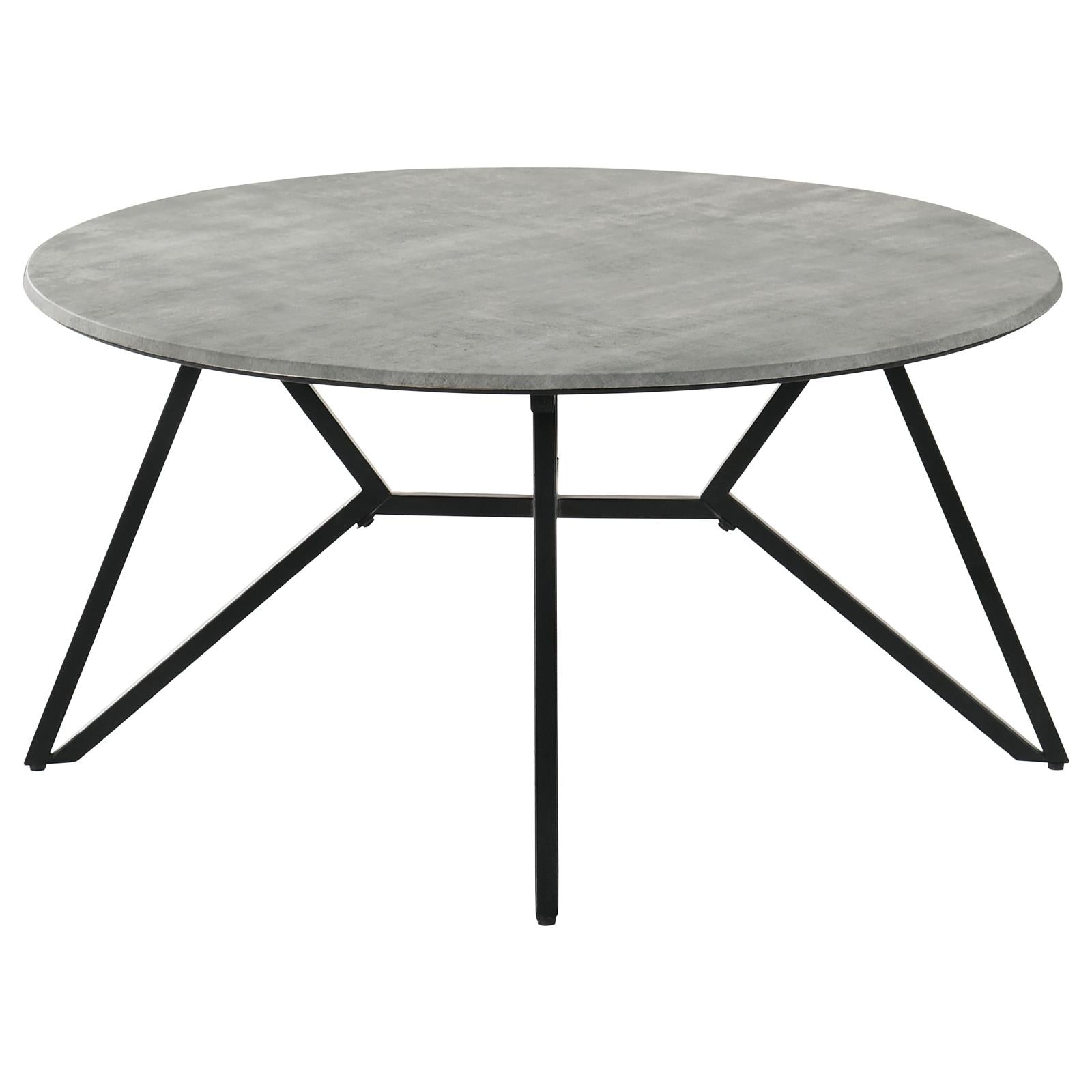 Hadi Cement/Gunmetal Round Coffee Table with Hairpin Legs - 736178 - Luna Furniture - Dallas Store