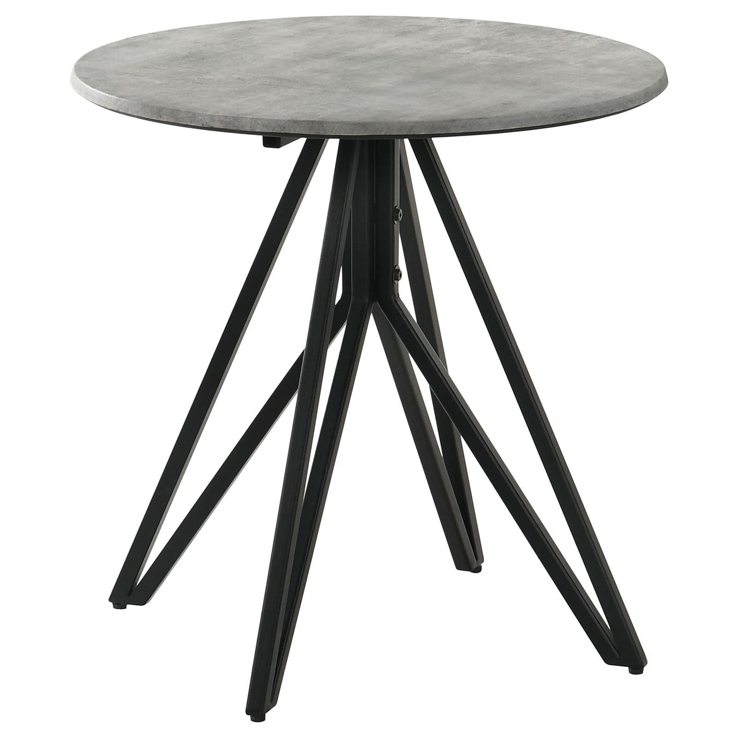 Hadi Round End Table with Hairpin Legs Cement/Gunmetal - 736177 - Luna Furniture - Dallas Store