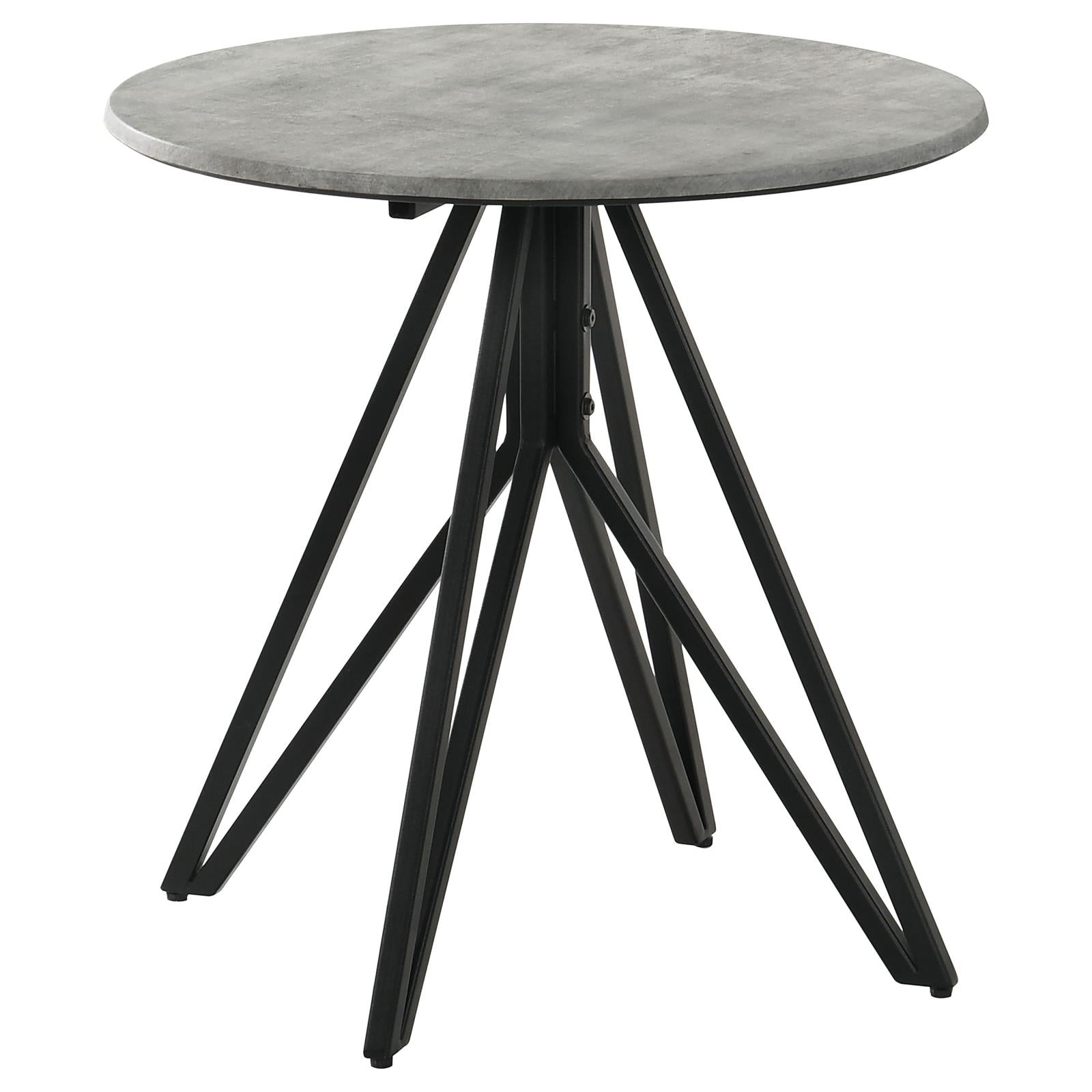 Hadi Round End Table with Hairpin Legs Cement/Gunmetal - 736177 - Luna Furniture - Dallas Store