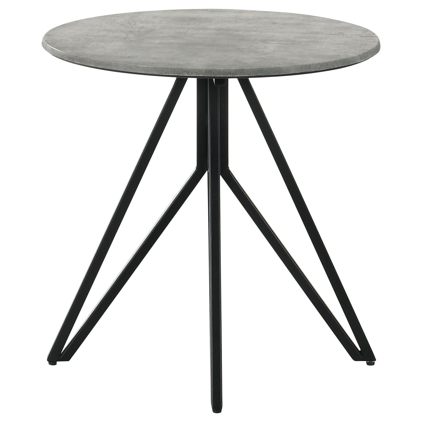 Hadi Round End Table with Hairpin Legs Cement/Gunmetal - 736177 - Luna Furniture - Dallas Store