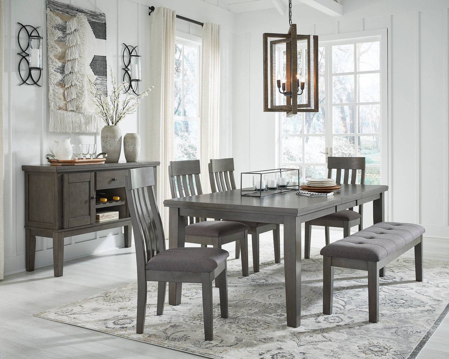 Hallanden Gray Extendable Dining Set - SET | D589-35 | D589-01(3) - Luna Furniture - Dallas Store