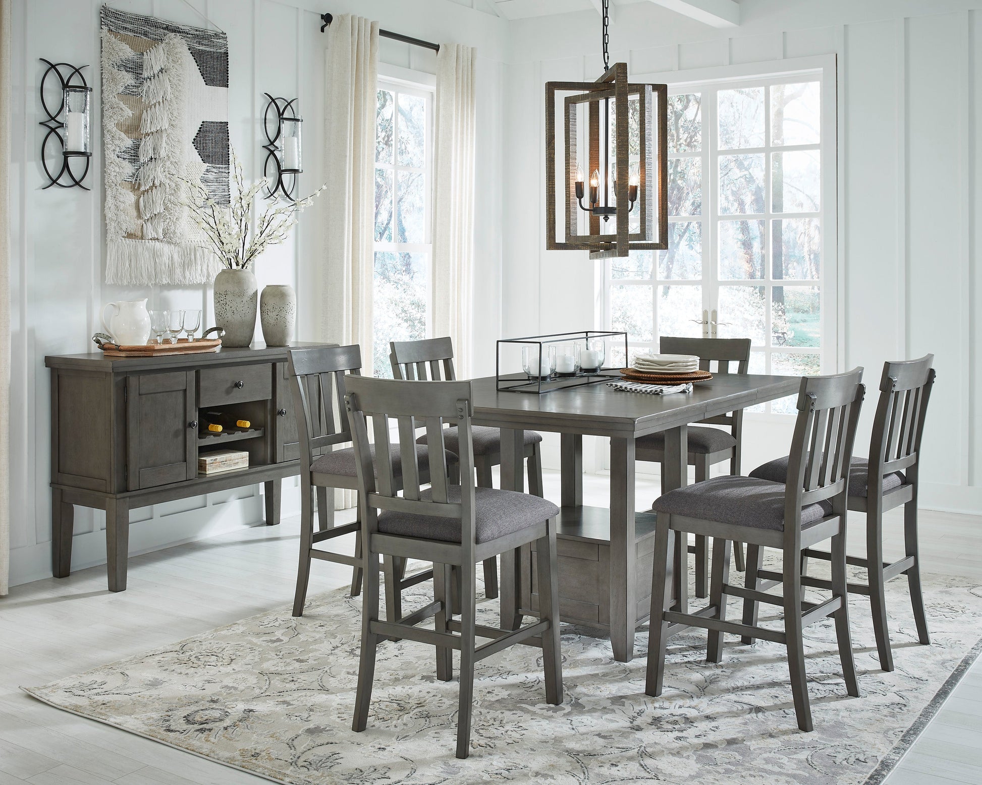 Hallanden Two-tone Gray Counter Height Set - SET | D589-42 | D589-124(3) - Luna Furniture - Dallas Store