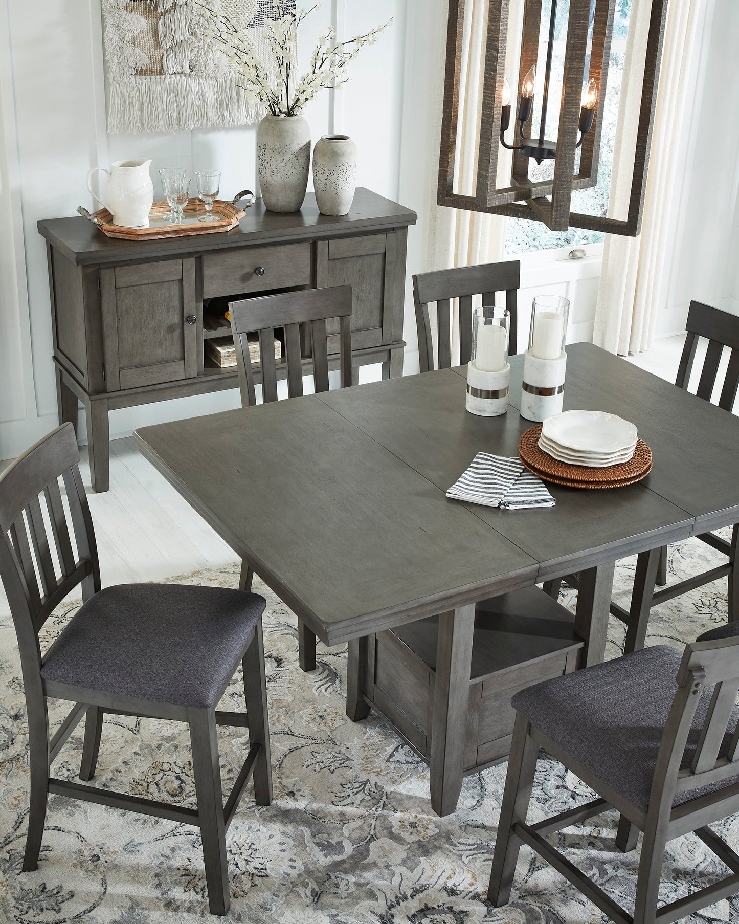 Hallanden Two-tone Gray Counter Height Set - SET | D589-42 | D589-124(3) - Luna Furniture - Dallas Store