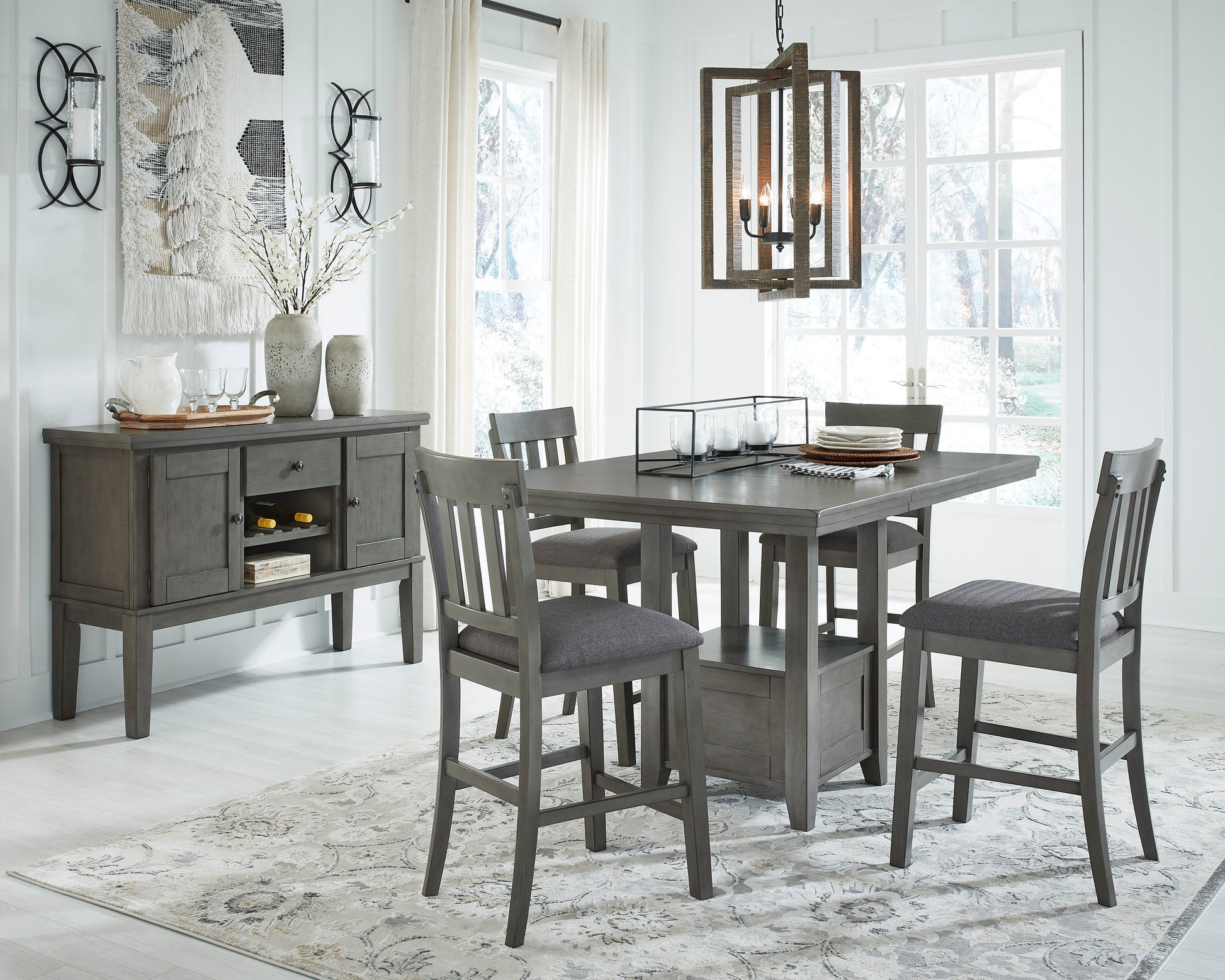 Hallanden Two-tone Gray Counter Height Set - SET | D589-42 | D589-124(3) - Luna Furniture - Dallas Store