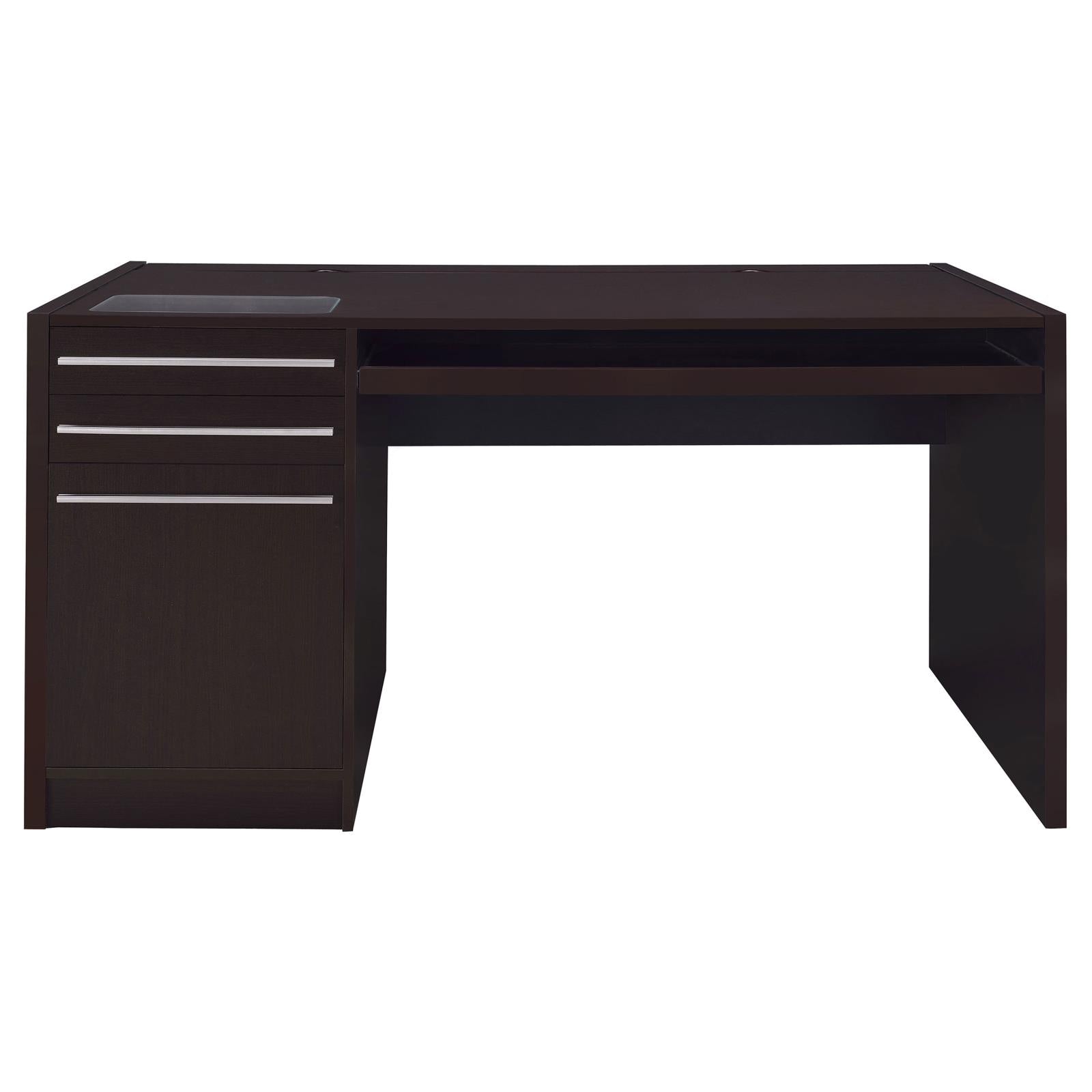 Halston Cappuccino 3-Drawer Connect-it Office Desk - 800982 - Luna Furniture - Dallas Store