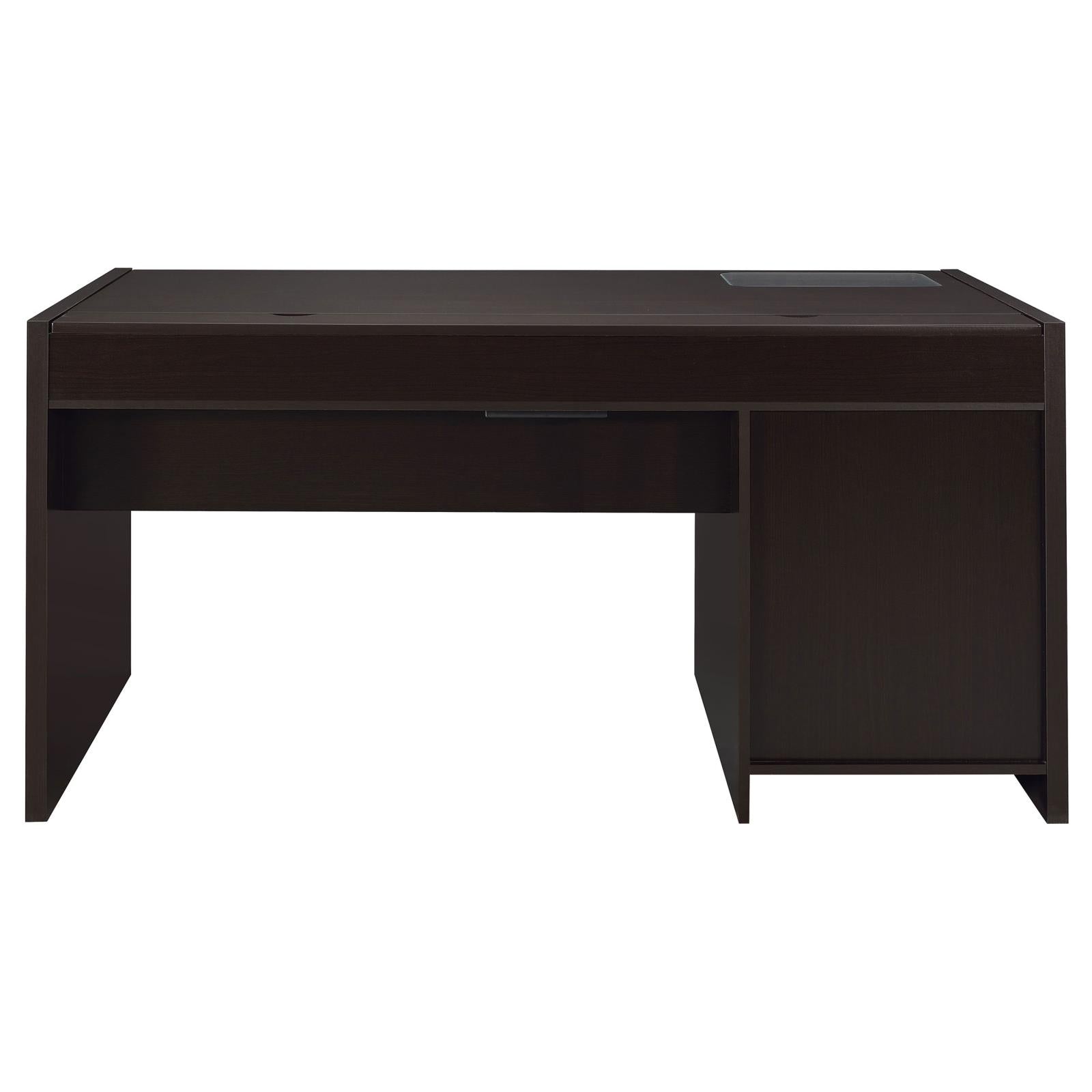 Halston Cappuccino 3-Drawer Connect-it Office Desk - 800982 - Luna Furniture - Dallas Store