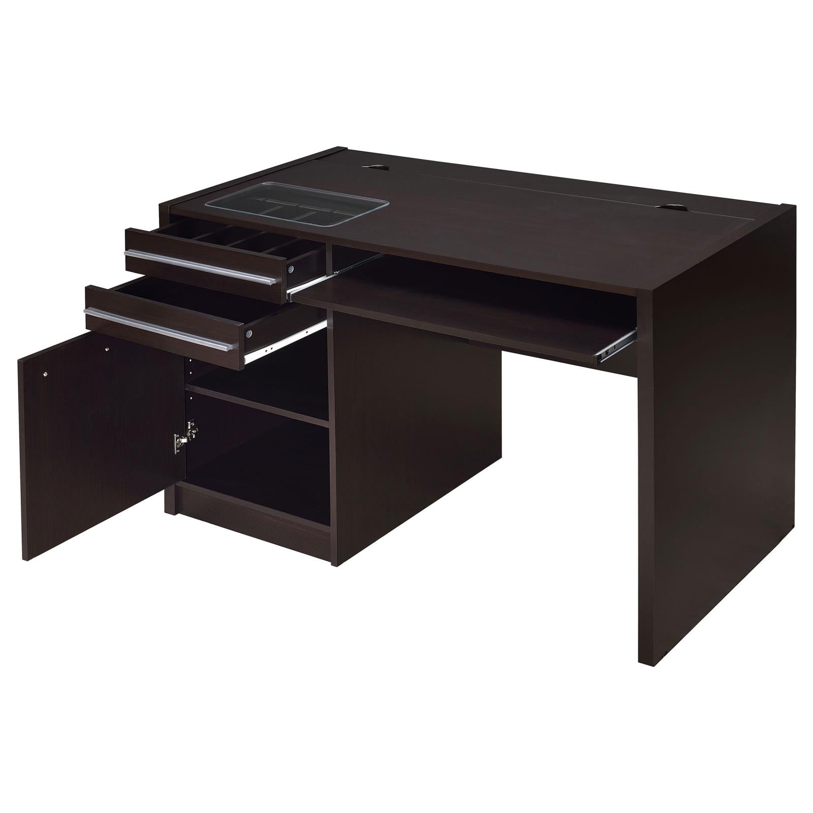 Halston Cappuccino Rectangular Connect-it Office Desk - 800702 - Luna Furniture - Dallas Store