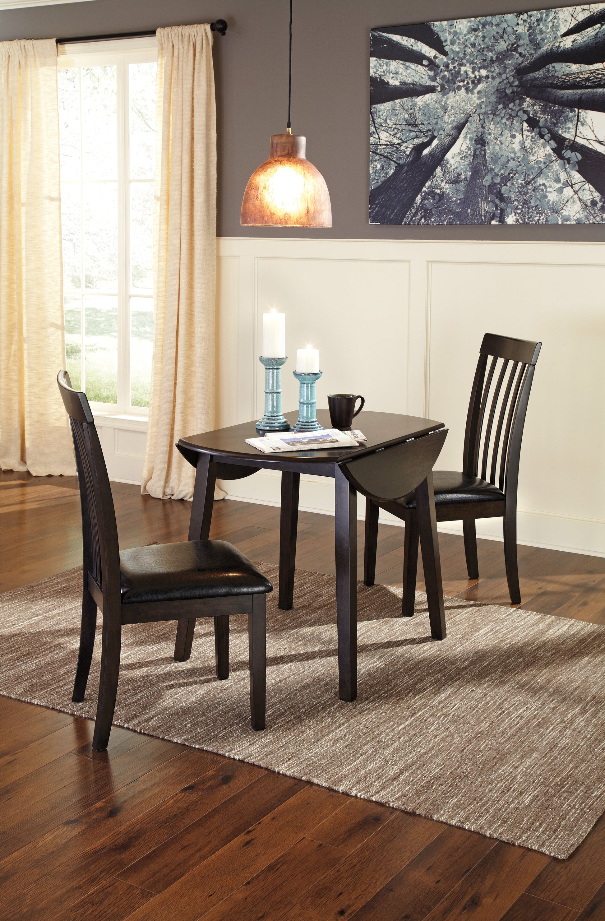 Hammis Dark Brown 3-Piece Drop Leaf Dining Set - SET | D310-15 | D310-01 - Luna Furniture - Dallas Store