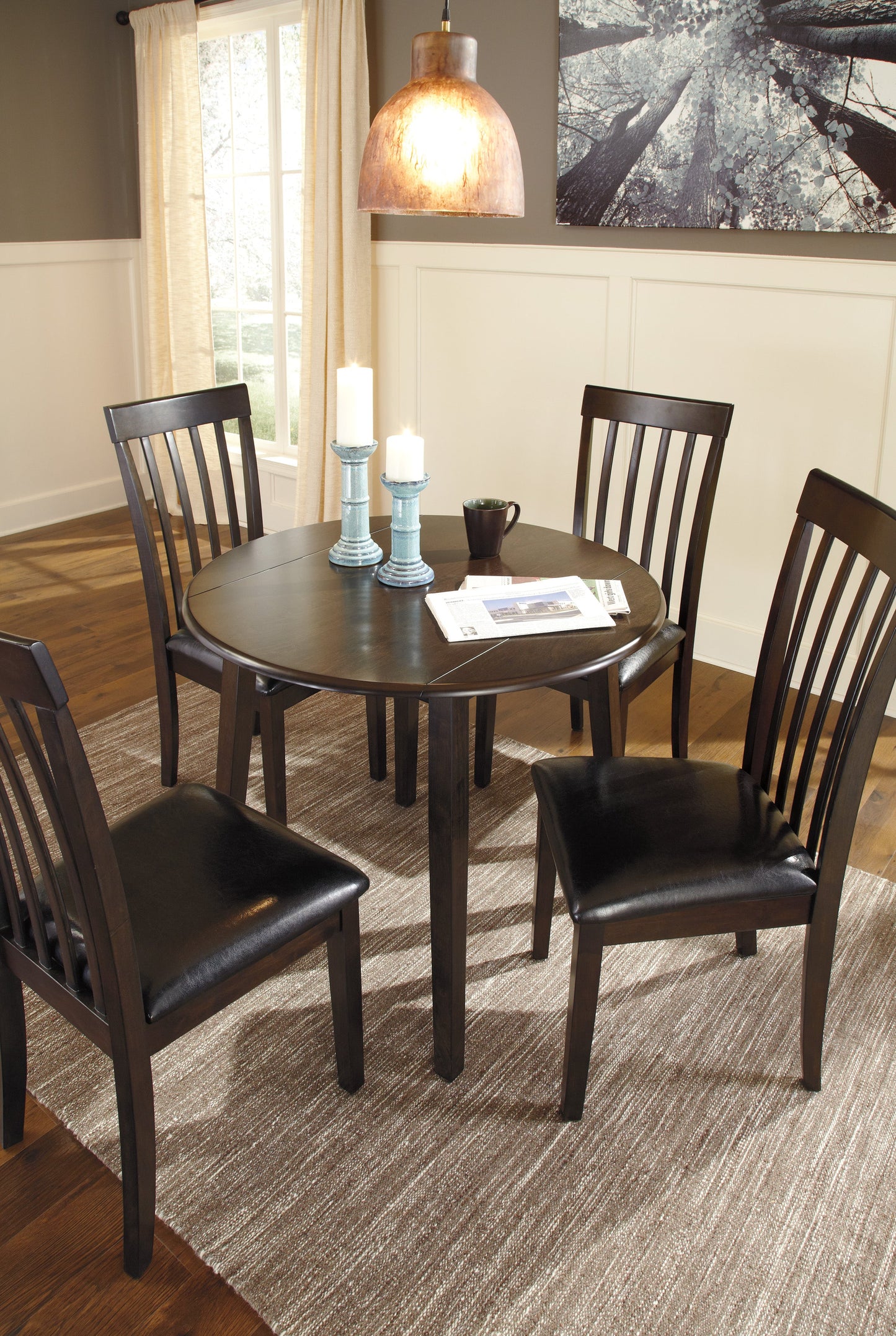Hammis Dark Brown 5-Piece Drop Leaf Dining Set - SET | D310-15 | D310-01(2) - Luna Furniture - Dallas Store