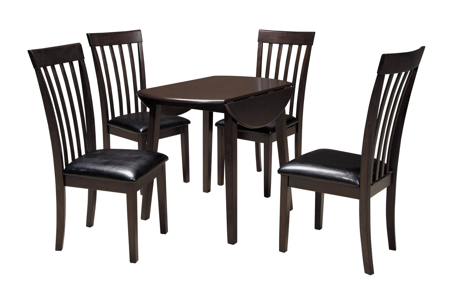Hammis Dark Brown 5-Piece Drop Leaf Dining Set - SET | D310-15 | D310-01(2) - Luna Furniture - Dallas Store