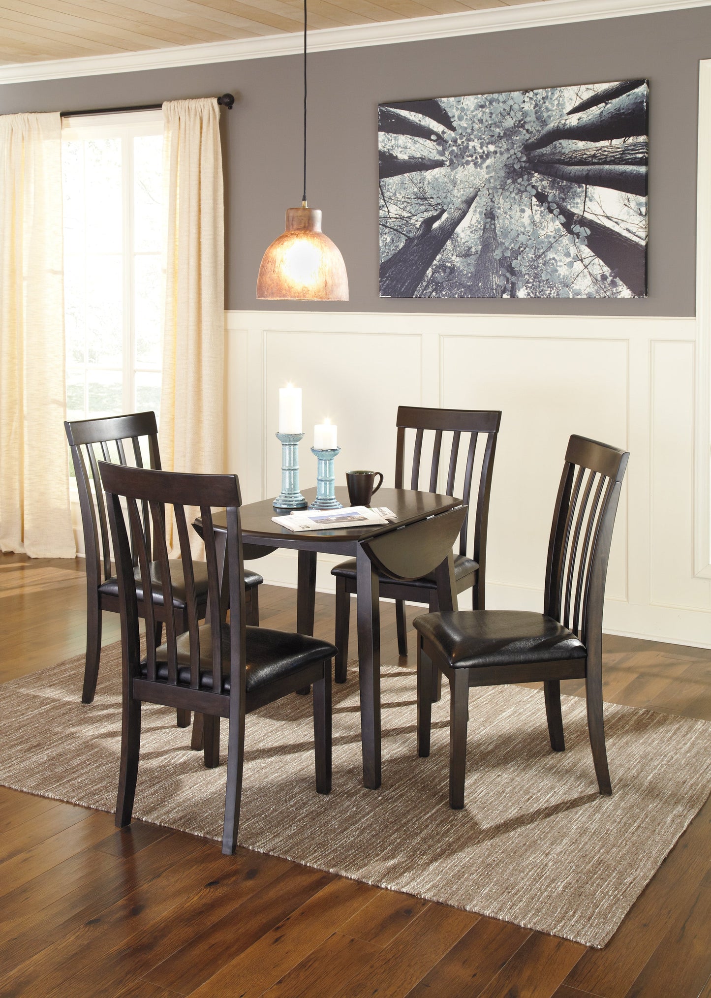 Hammis Dark Brown 5-Piece Drop Leaf Dining Set - SET | D310-15 | D310-01(2) - Luna Furniture - Dallas Store