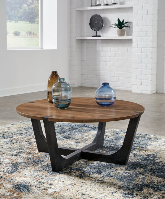 Hanneforth Brown/Black Coffee Table - T726-8 - Luna Furniture - Dallas Store