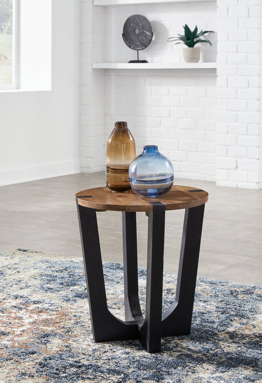 Hanneforth Brown/Black End Table - T726-6 - Luna Furniture - Dallas Store