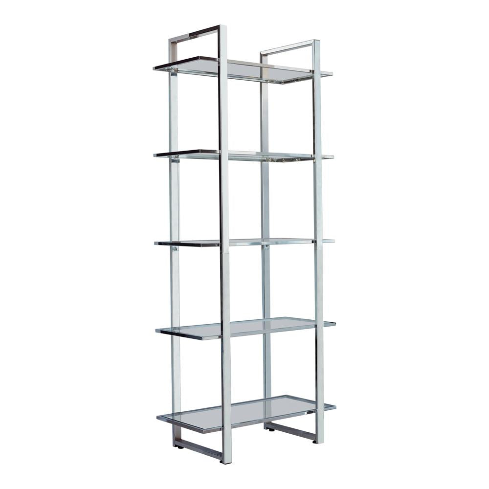 Hartford Chrome Glass Shelf Bookcase - 805538 - Luna Furniture - Dallas Store