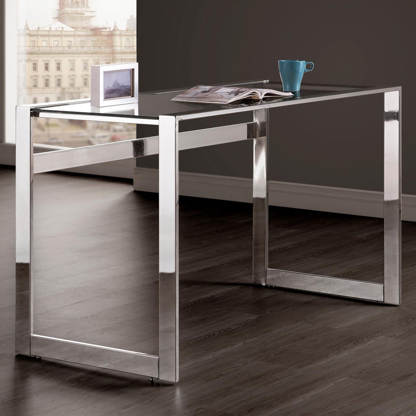 Hartford Chrome Glass Top Writing Desk - 800746 - Luna Furniture - Dallas Store