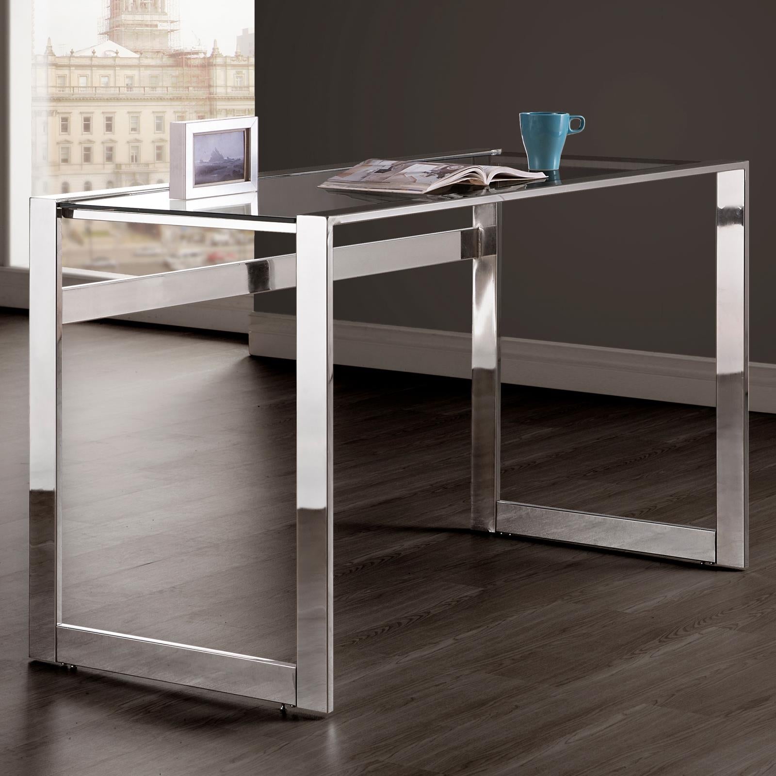 Hartford Chrome Glass Top Writing Desk - 800746 - Luna Furniture - Dallas Store