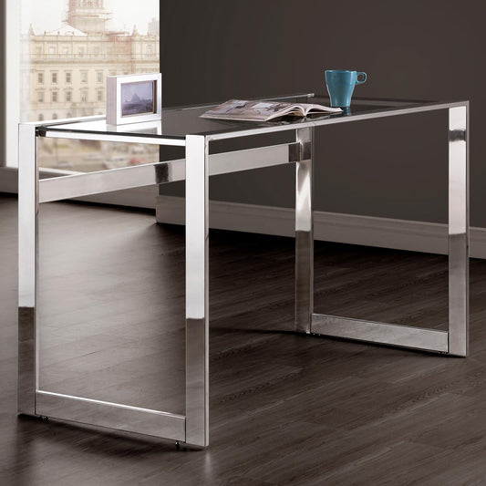 Hartford Chrome Glass Top Writing Desk - 800746 - Luna Furniture - Dallas Store