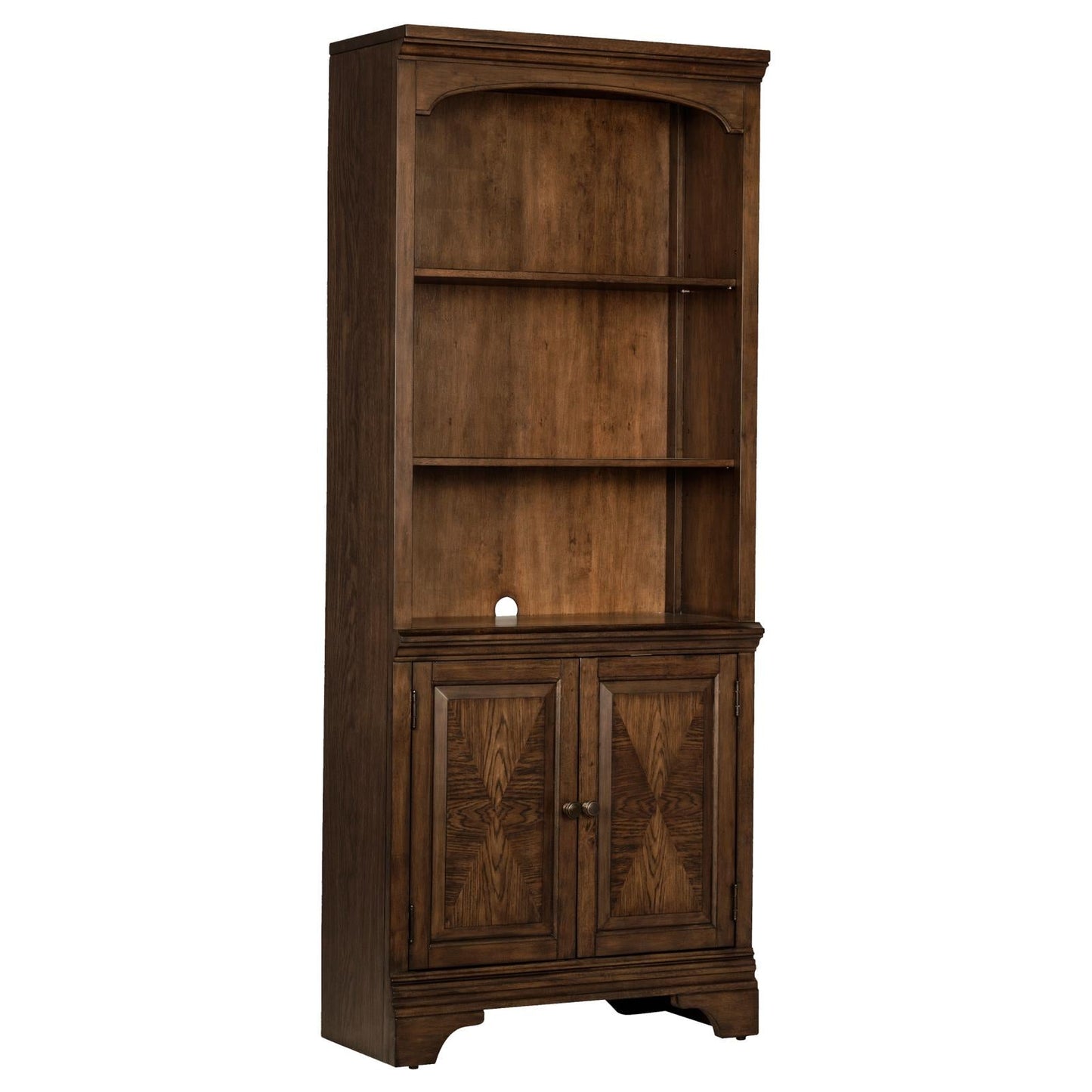 Hartshill Burnished Oak Bookcase with Cabinet - 881286 - Luna Furniture - Dallas Store