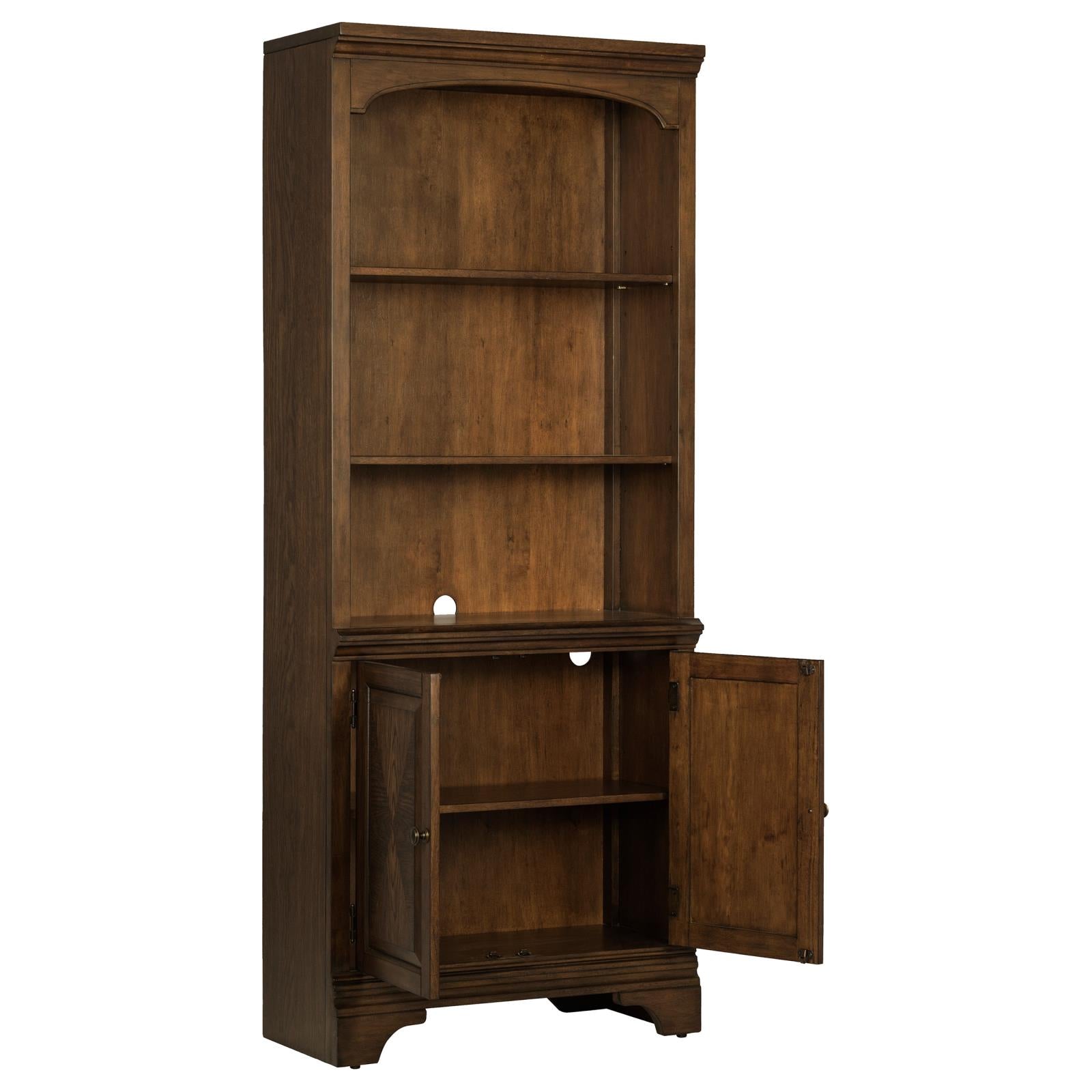 Hartshill Burnished Oak Bookcase with Cabinet - 881286 - Luna Furniture - Dallas Store