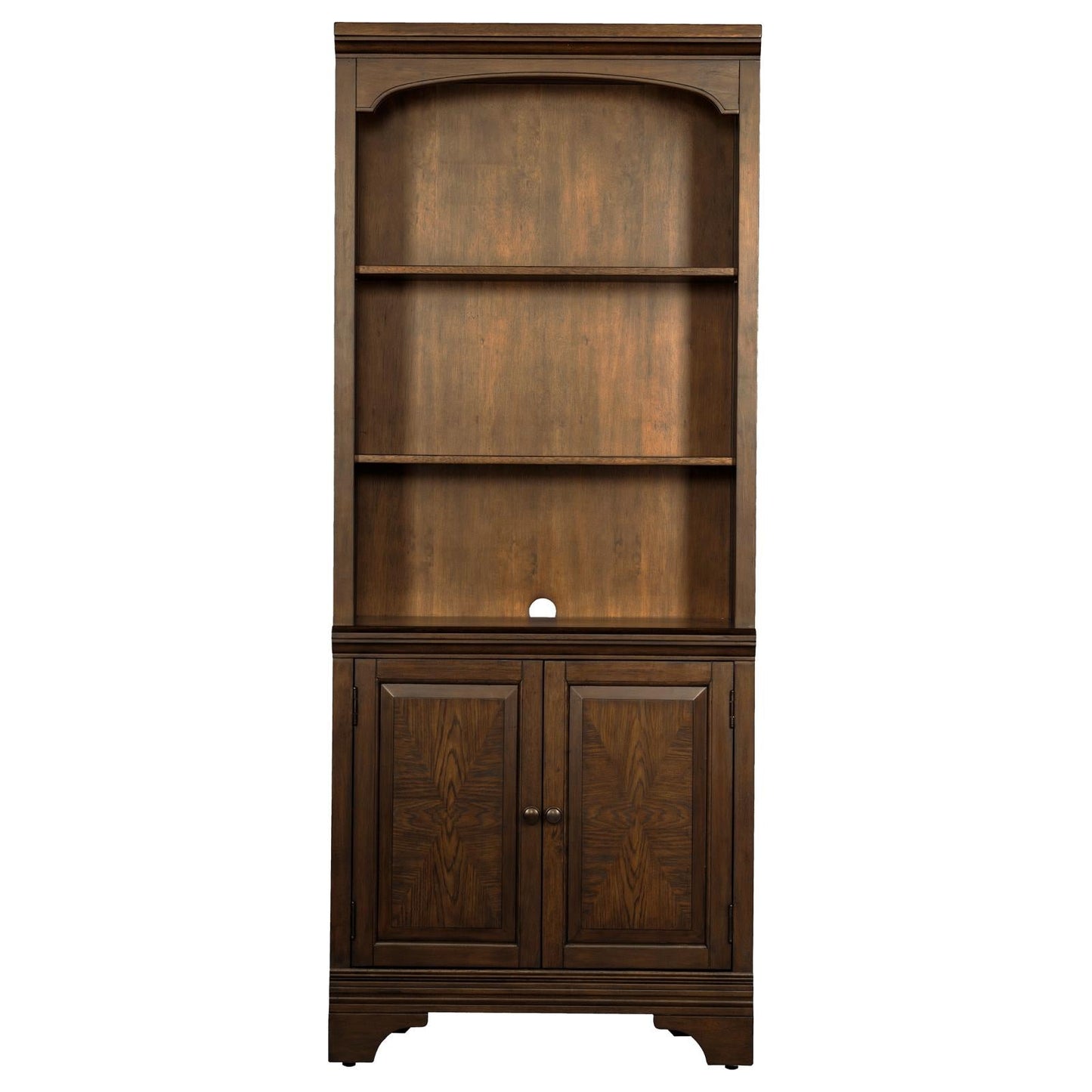 Hartshill Burnished Oak Bookcase with Cabinet - 881286 - Luna Furniture - Dallas Store