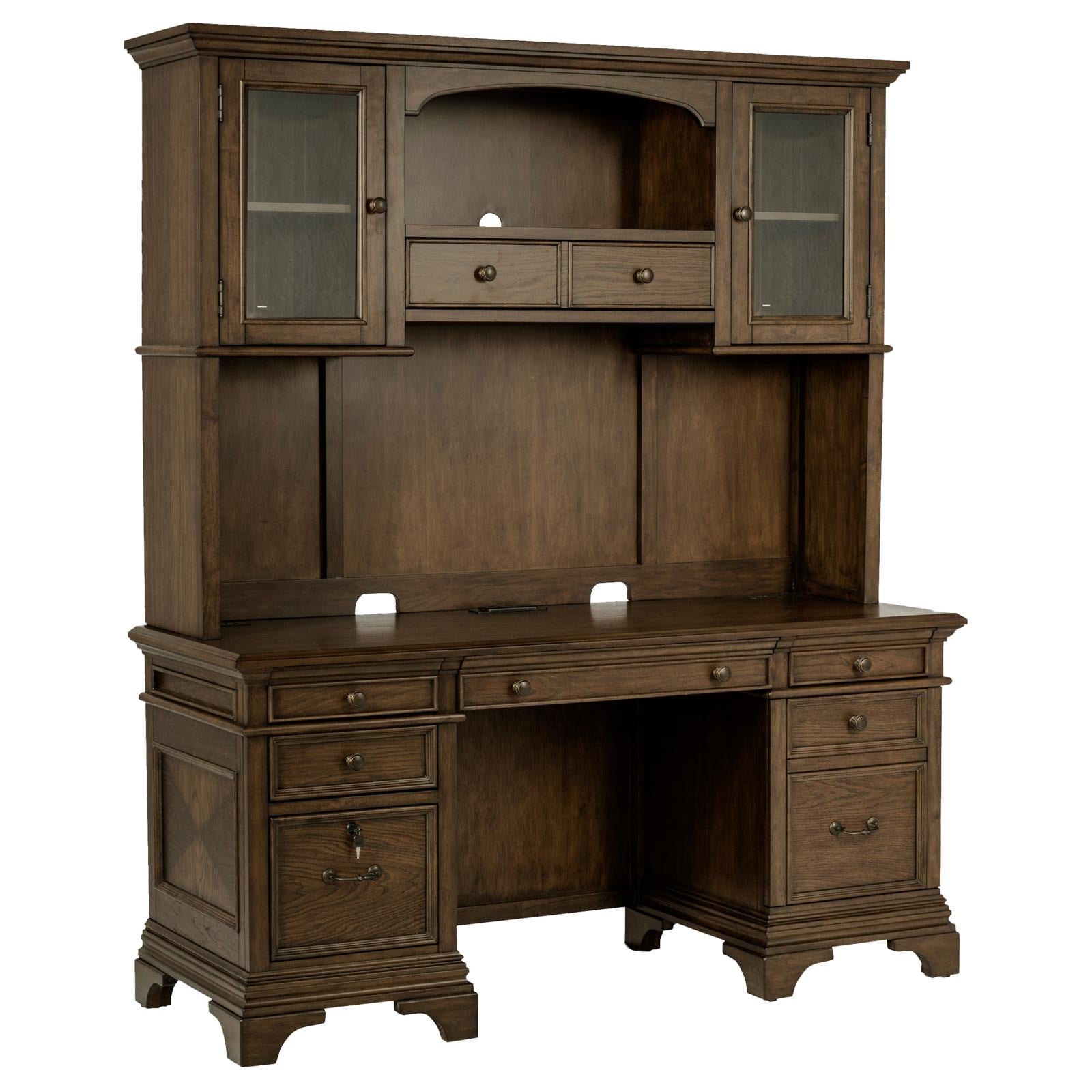 Hartshill Burnished Oak Credenza with Hutch - 881283 - Luna Furniture - Dallas Store