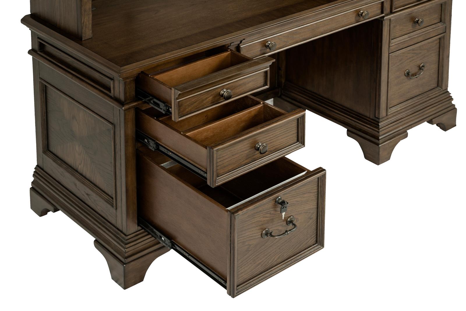 Hartshill Burnished Oak Credenza with Hutch - 881283 - Luna Furniture - Dallas Store
