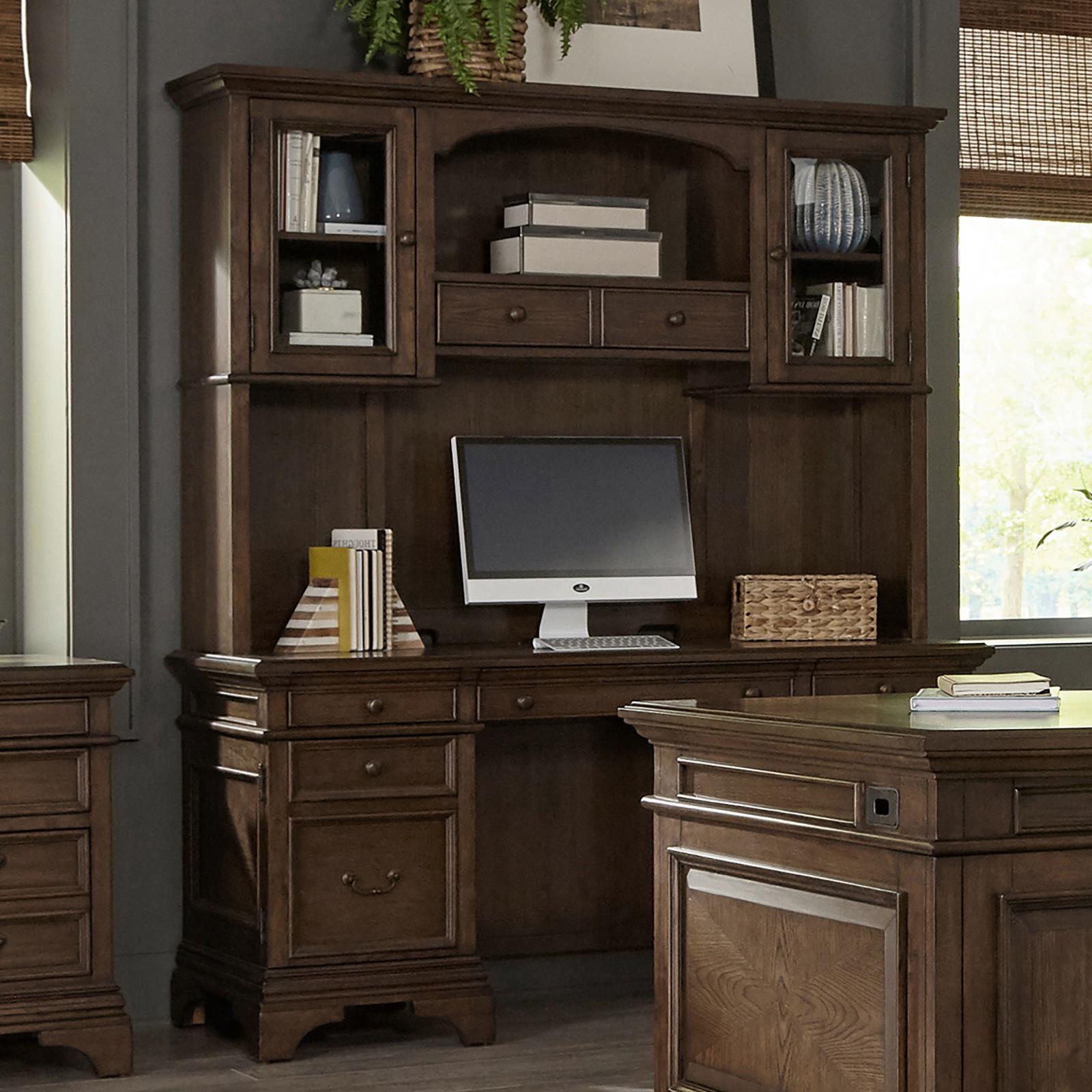 Hartshill Burnished Oak Credenza with Hutch - 881283 - Luna Furniture - Dallas Store
