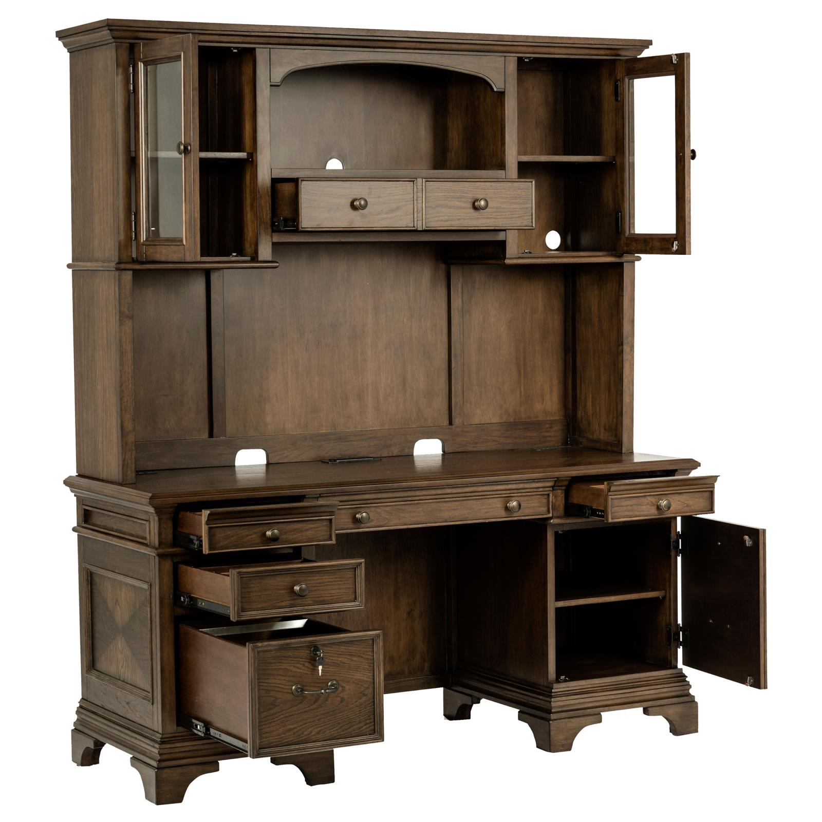 Hartshill Burnished Oak Credenza with Hutch - 881283 - Luna Furniture - Dallas Store