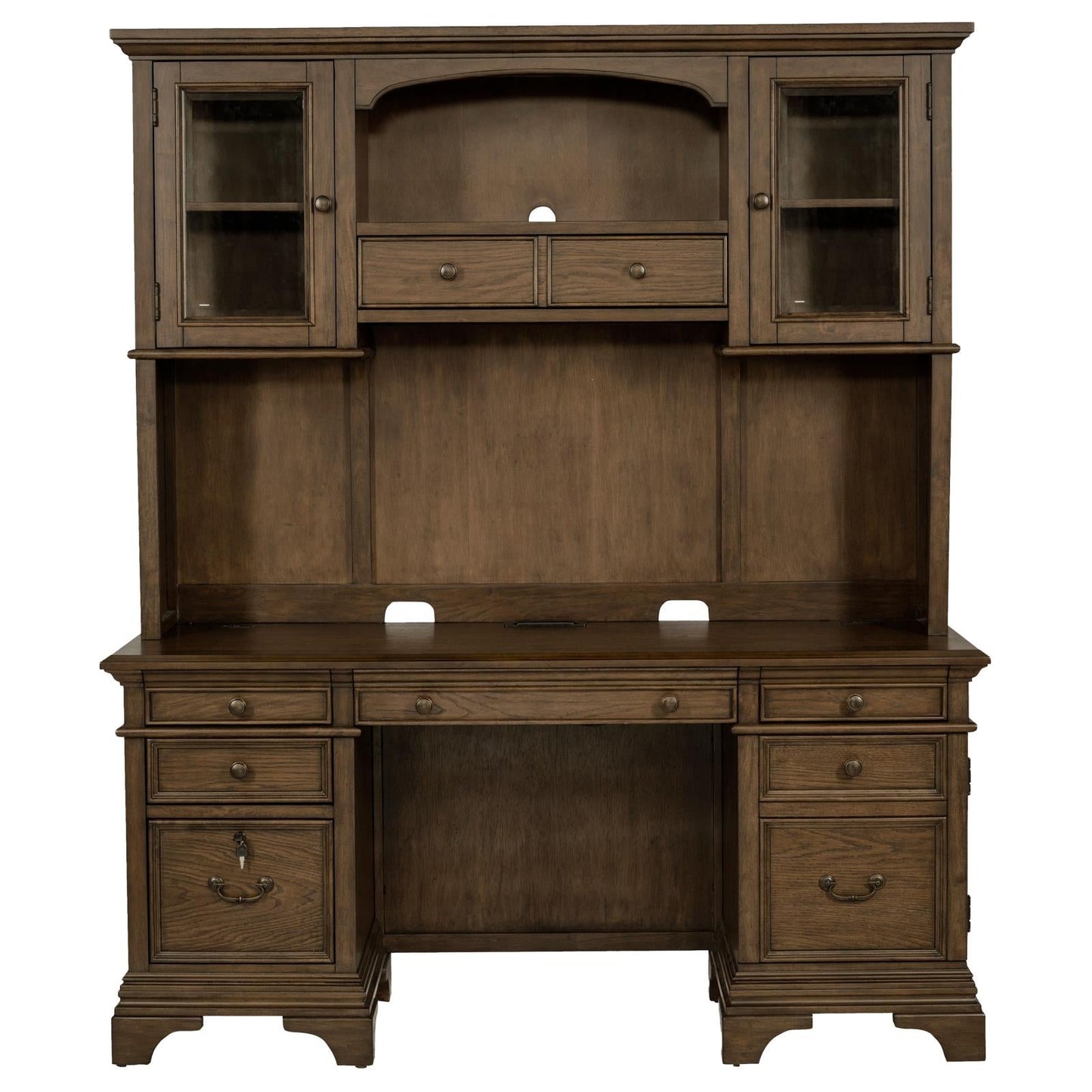 Hartshill Burnished Oak Credenza with Hutch - 881283 - Luna Furniture - Dallas Store