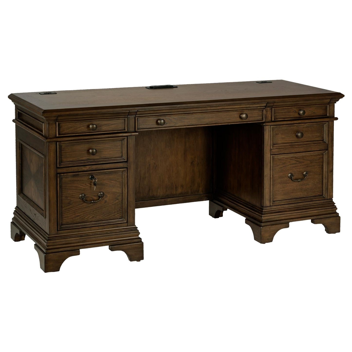 Hartshill Burnished Oak Credenza with Power Outlet - 881282 - Luna Furniture - Dallas Store