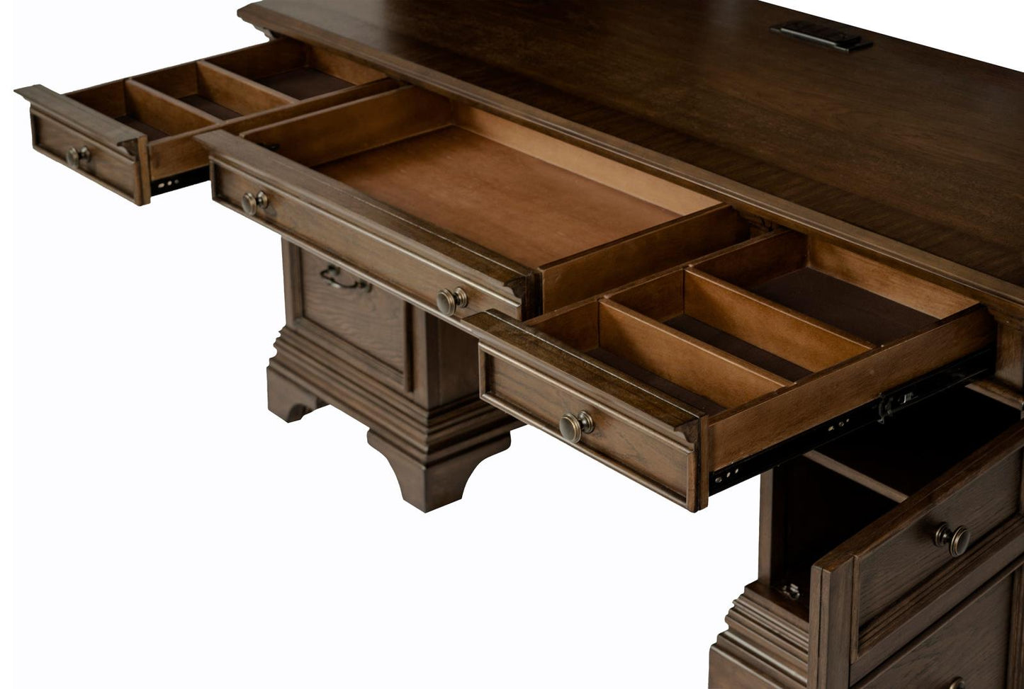 Hartshill Burnished Oak Credenza with Power Outlet - 881282 - Luna Furniture - Dallas Store