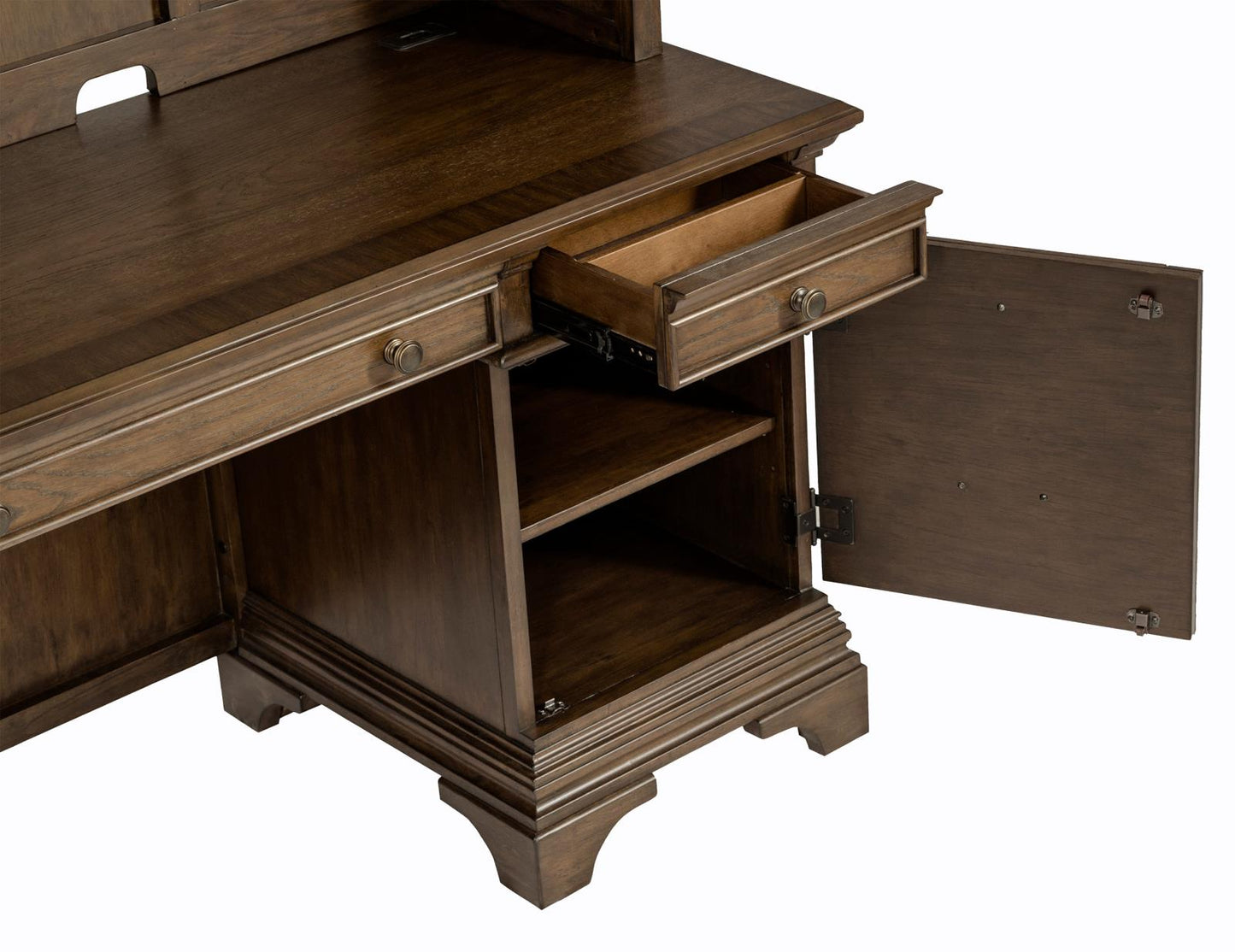 Hartshill Burnished Oak Credenza with Power Outlet - 881282 - Luna Furniture - Dallas Store