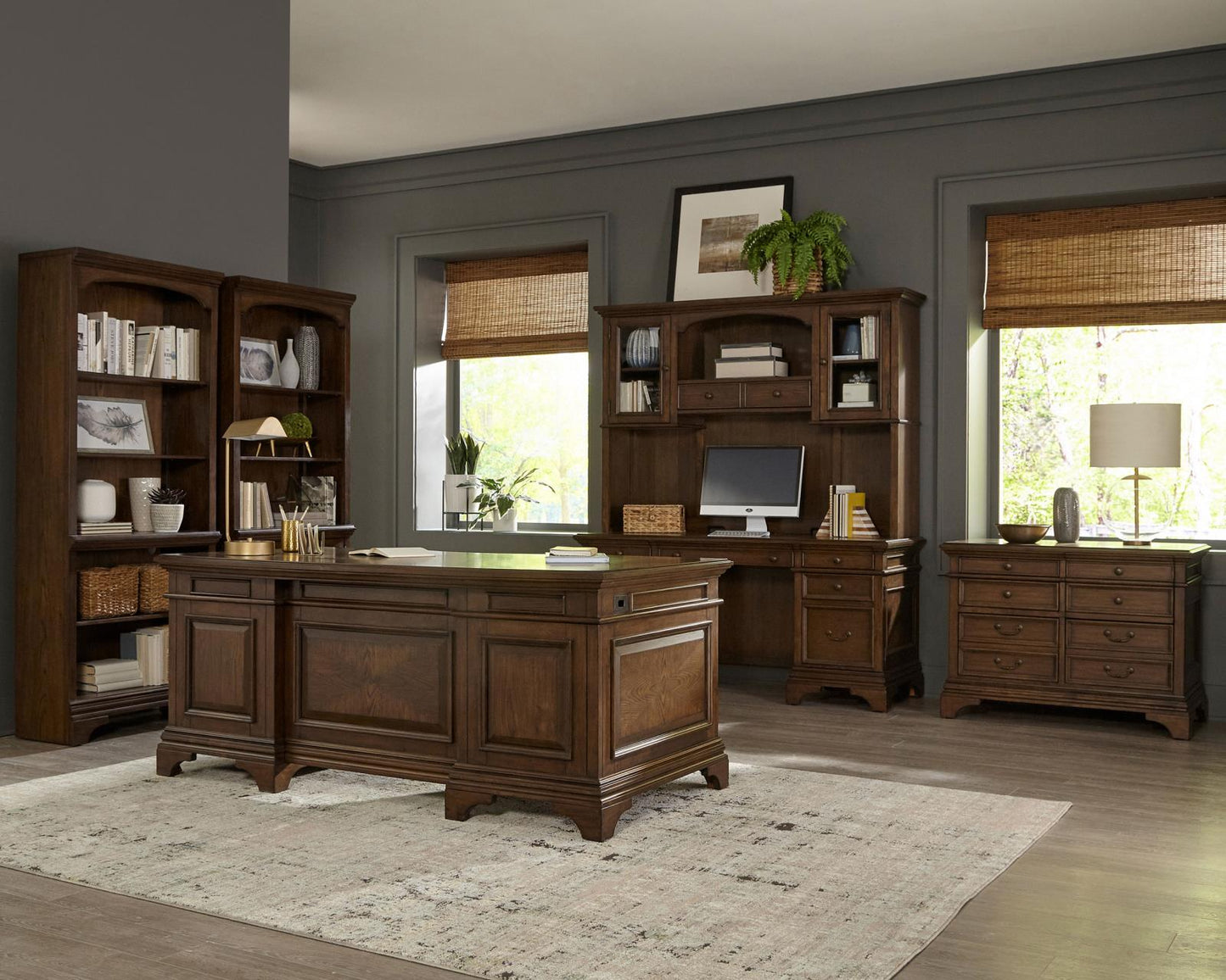 Hartshill Burnished Oak Credenza with Power Outlet - 881282 - Luna Furniture - Dallas Store