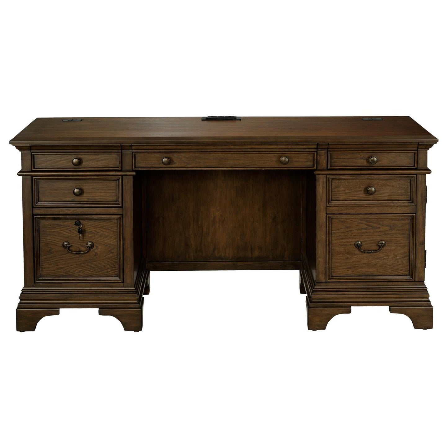 Hartshill Burnished Oak Credenza with Power Outlet - 881282 - Luna Furniture - Dallas Store