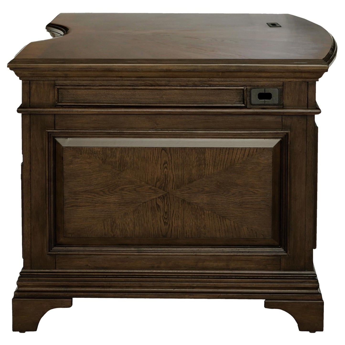 Hartshill Burnished Oak Executive Desk with File Cabinets - 881281 - Luna Furniture - Dallas Store
